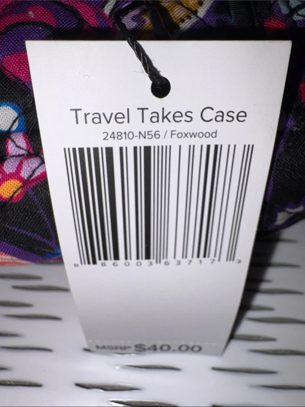 NWT Vera Bradley Floral Quilted Cosmetic Case Black Multicolor Foxwood print